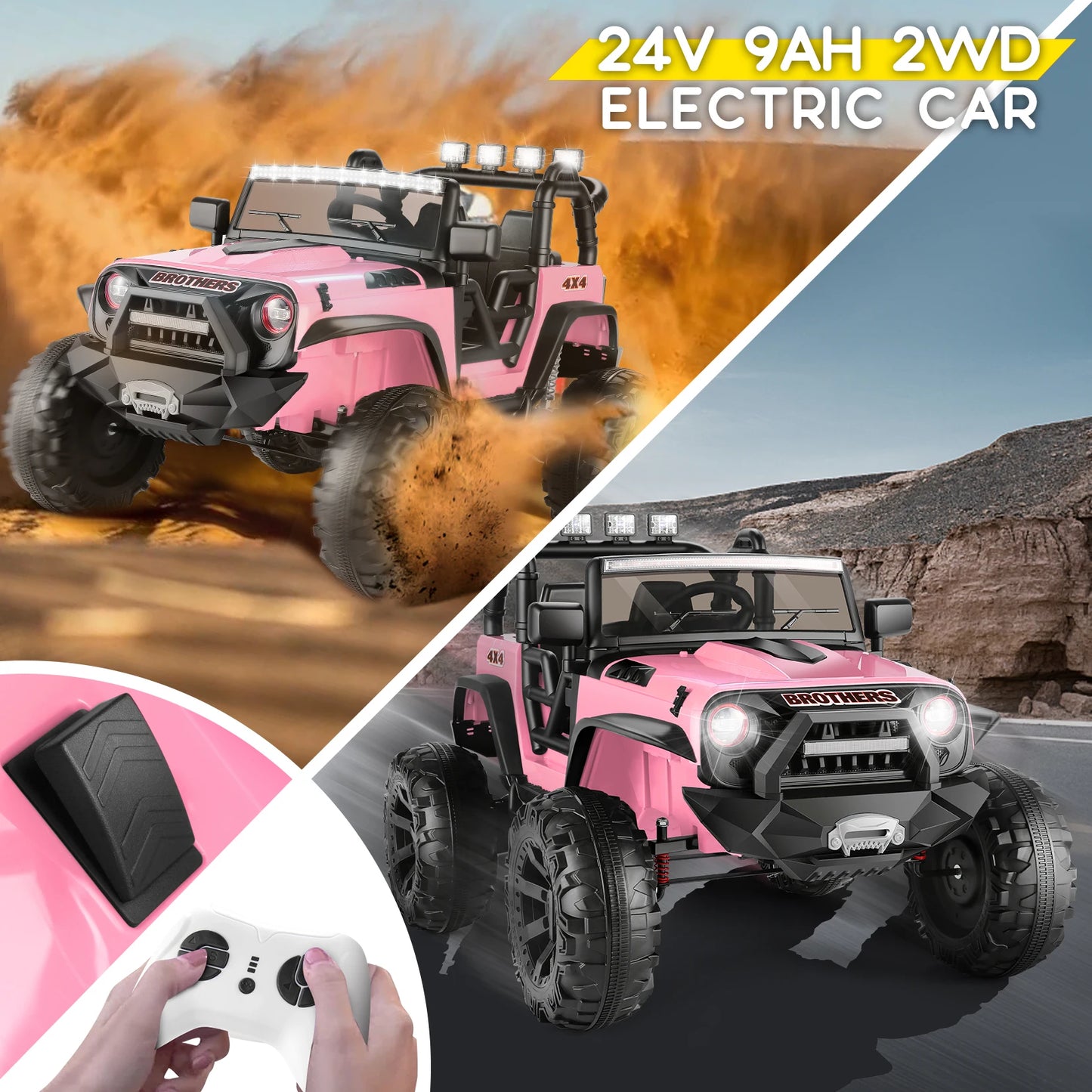 24V 2-Seater Kids Ride on Car Truck, 9AH Battery Powered