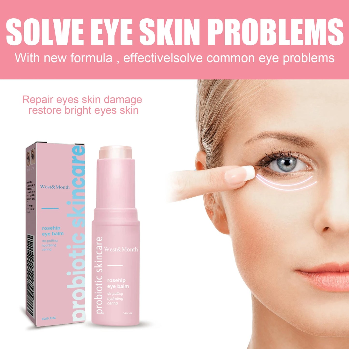Brightening Eye Balm Glowing Repair Under Eye Stick Instant Wrinkle Eye Bags Dark Circles Puffiness Removal Skin Care Cream