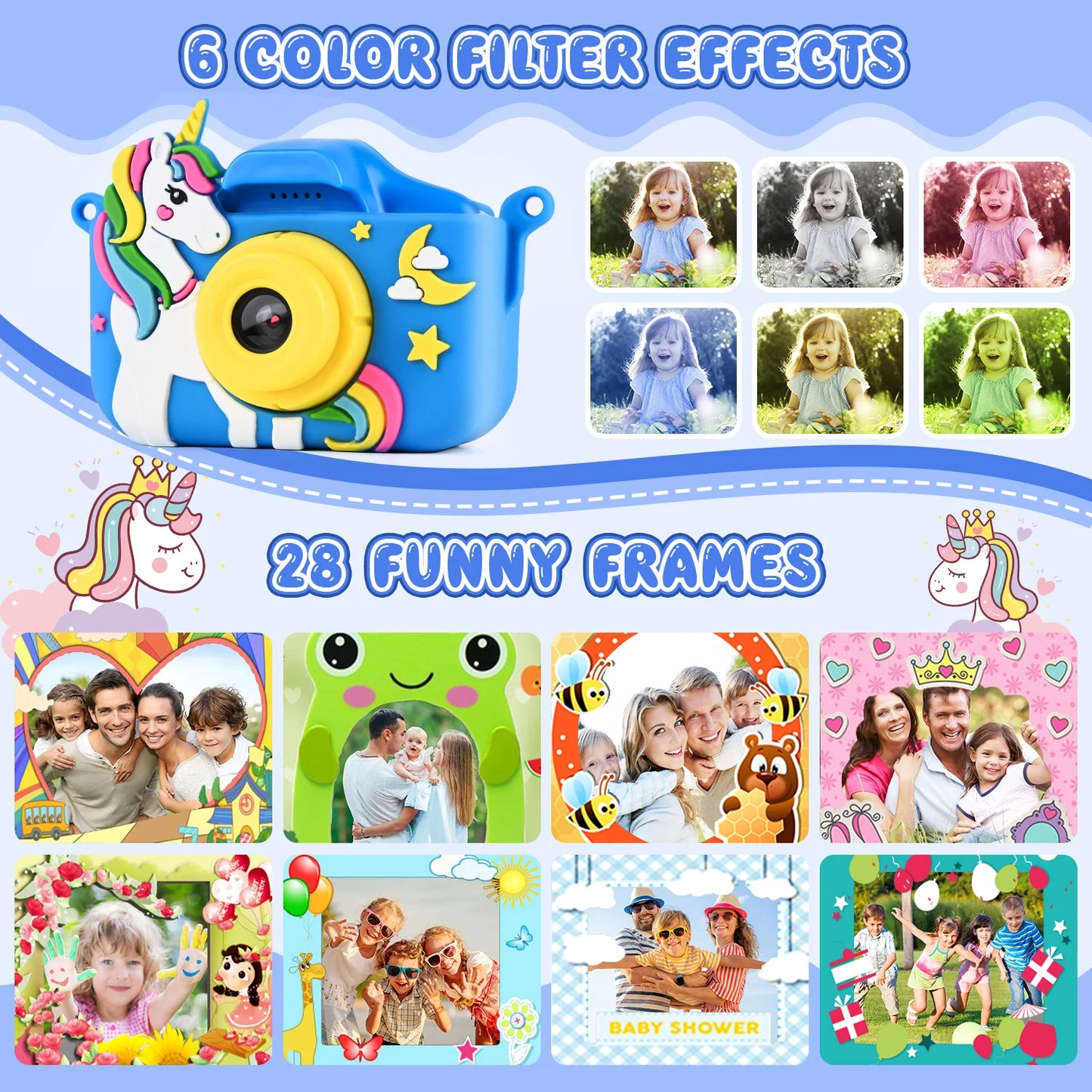 Kids Camera 1080, 2.0 Inch Screen 32GB SD Card, Kids Photo Machine Gifts 3 4 5 6 7 years old
