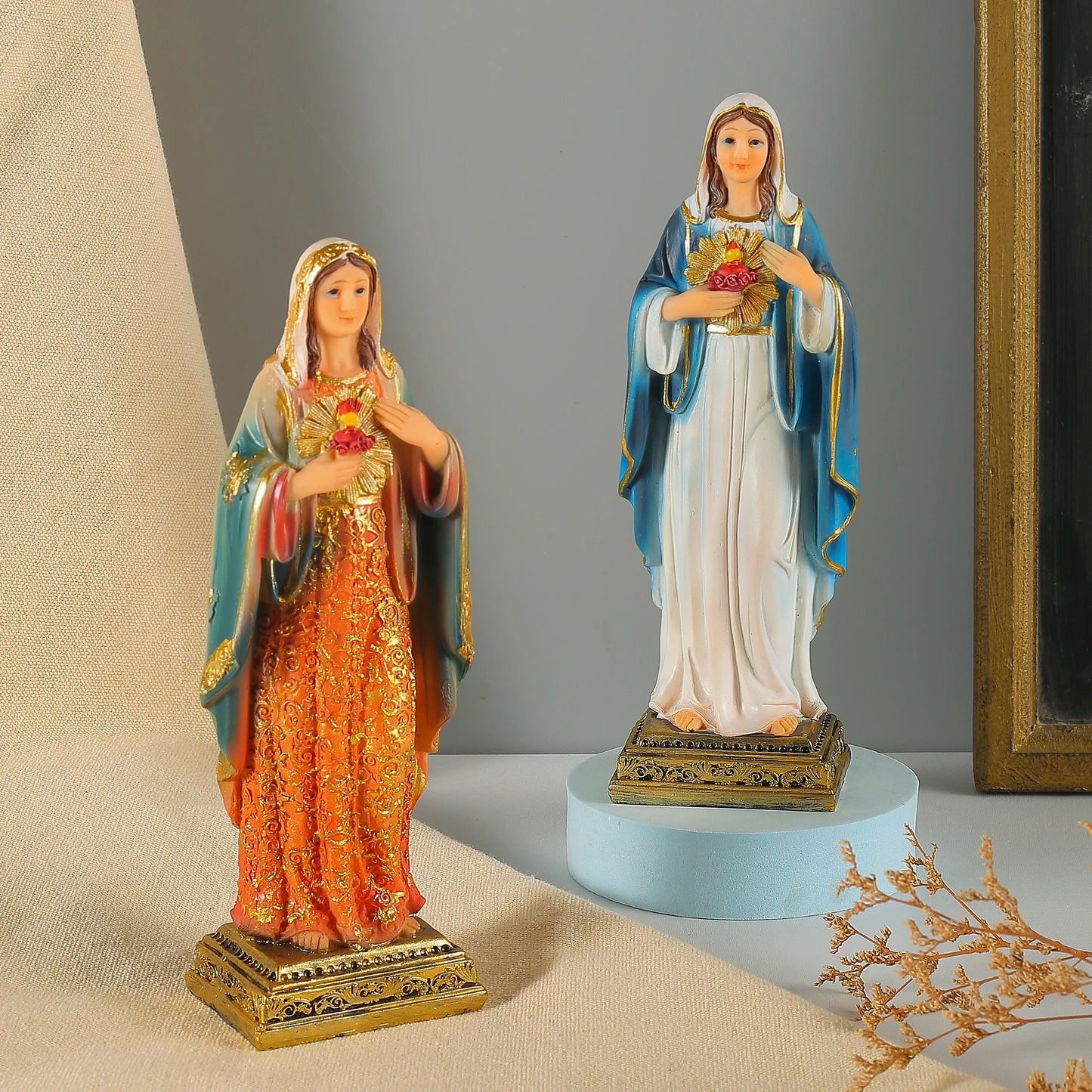 Virgin Mary Statue Sacred Heart Figure Resin Sculpture Savior Figurine