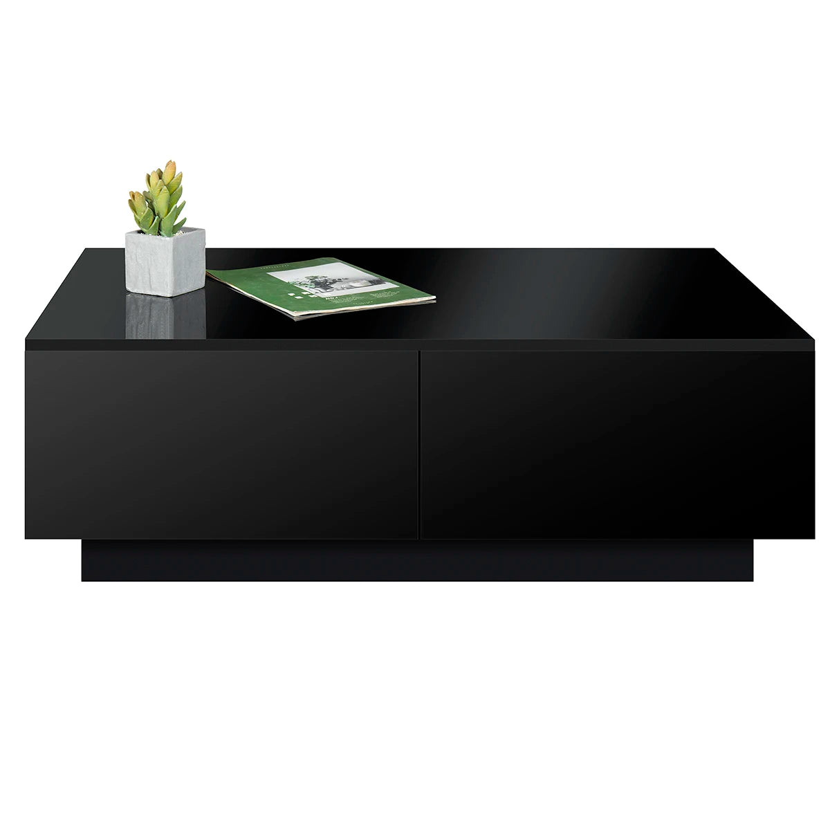 Modern High Gloss RGB LED Coffee Table with 4 Drawer Storage Organizer Sofa Side Table End Table  for Living Room