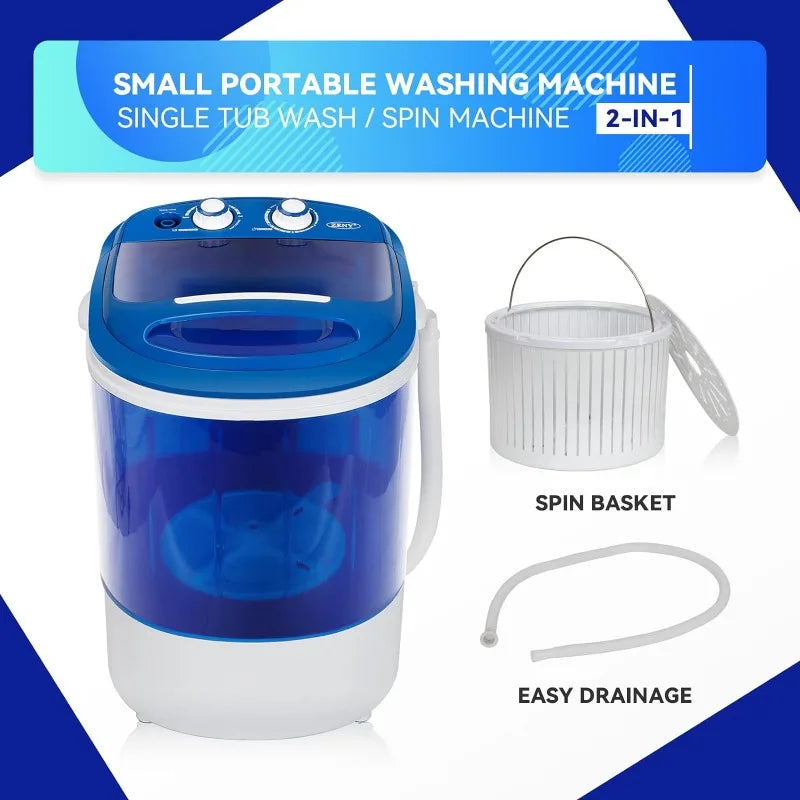 Portable Mini Washing Machine 5.7 lbs Washing Capacity Semi-Automatic Compact Washer Spinner Small Cloth Washer Laundry
