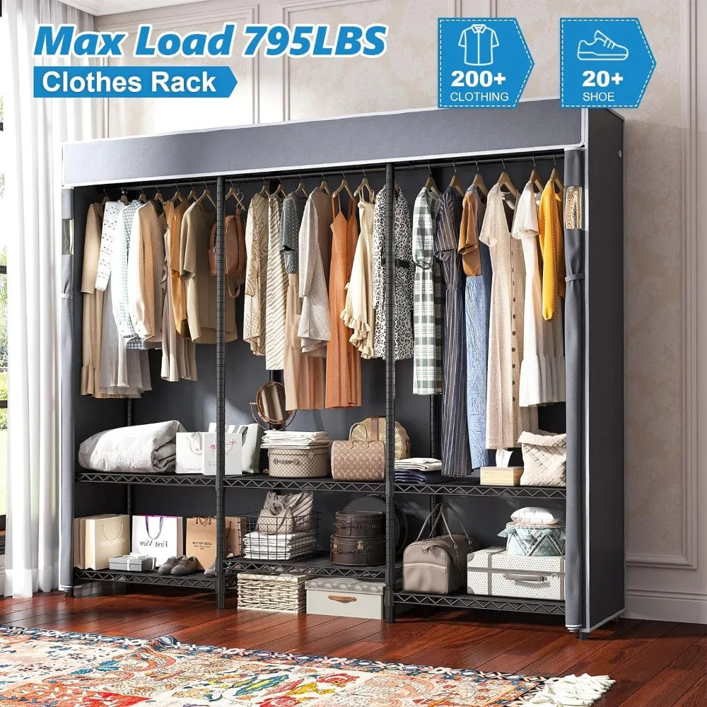 Clothes Rack, 8 Adjustable Feet, Load Capacity Up To 795 Lbs