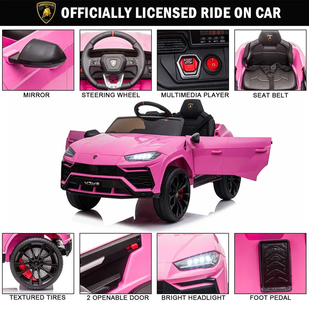 Kimbosmart 12V Electric Ride On Car For Kids Birthday Christmas