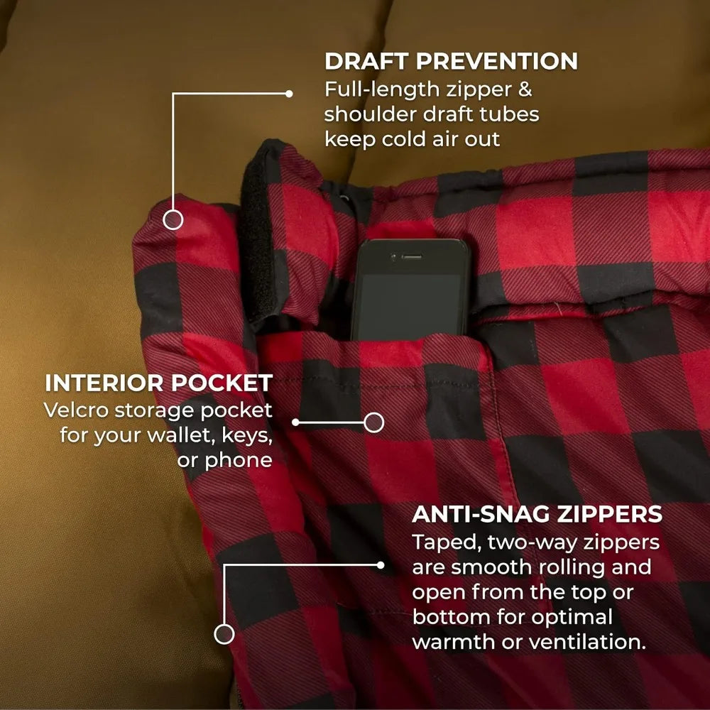 0 Degree Sleeping Bag. Warm and Comfortable Camping Tough Canvas