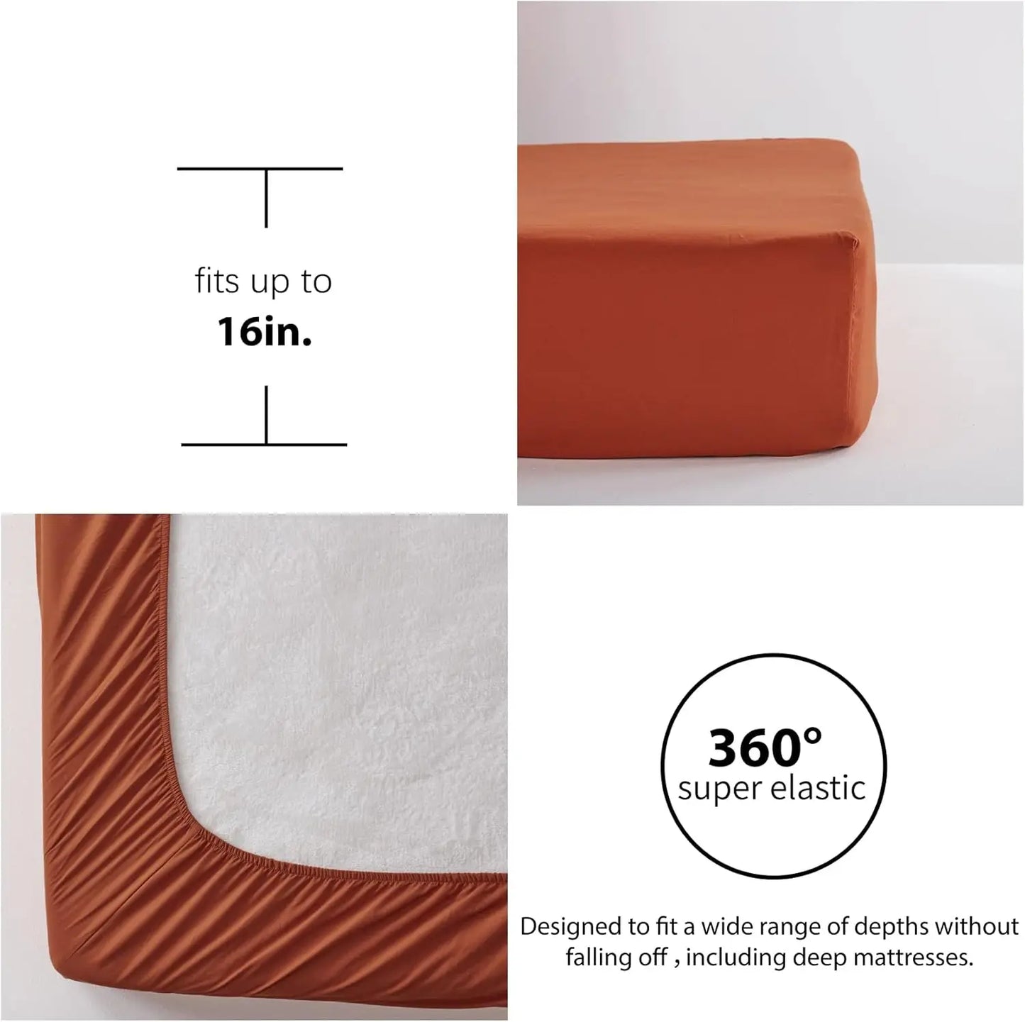Queen Comforter Set 7 Piece, Burnt Orange Bed in a Bag with Sheets, All Season Sets