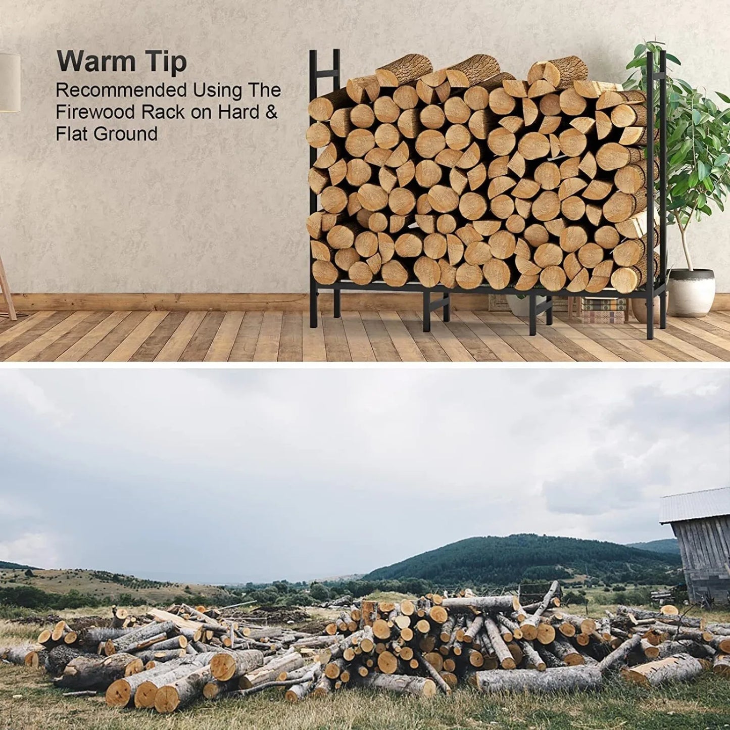 Heavy Duty Outdoor Firewood Rack Adjustable Holder