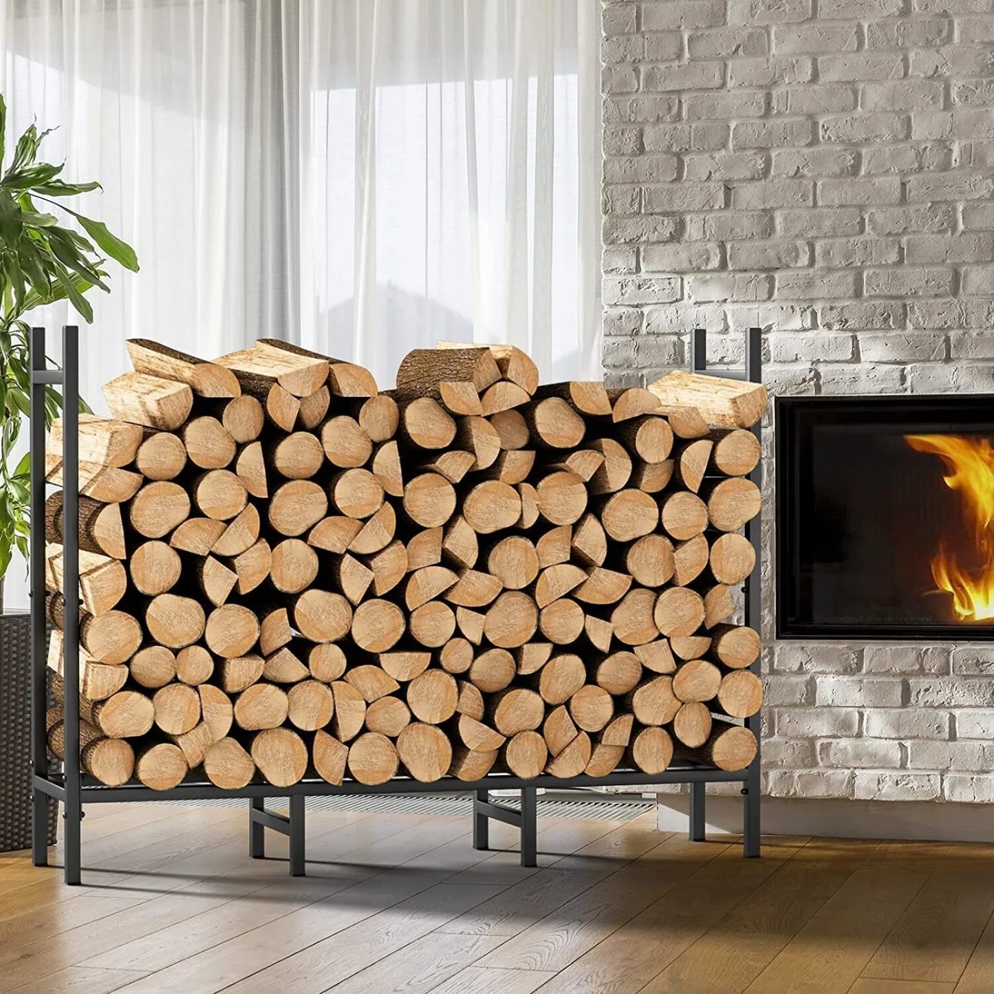 Heavy Duty Outdoor Firewood Rack Adjustable Holder