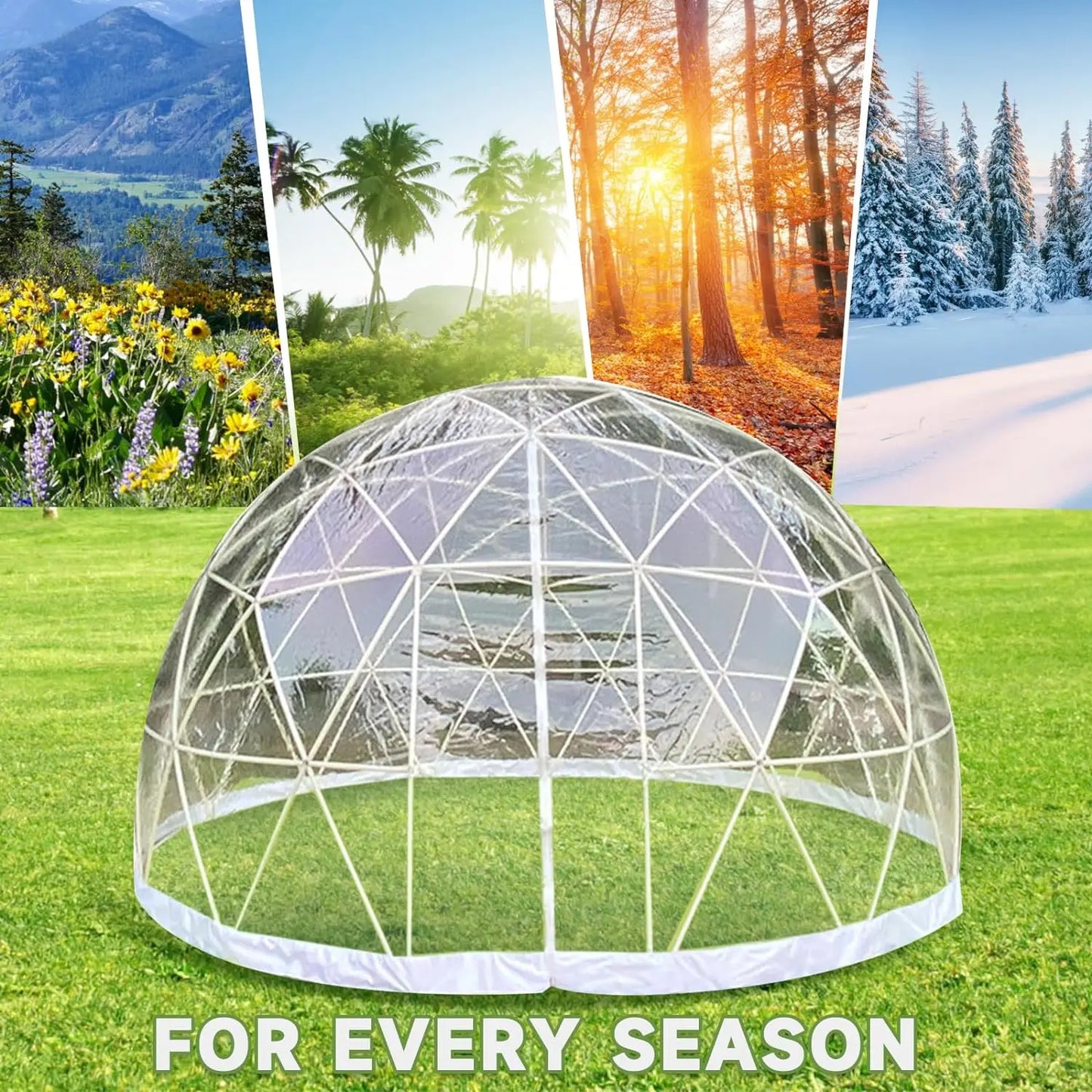 12FT Garden Dome Igloo Tent House Garden with PVC Cover and 2 * 10m Light Strings Weatherproof