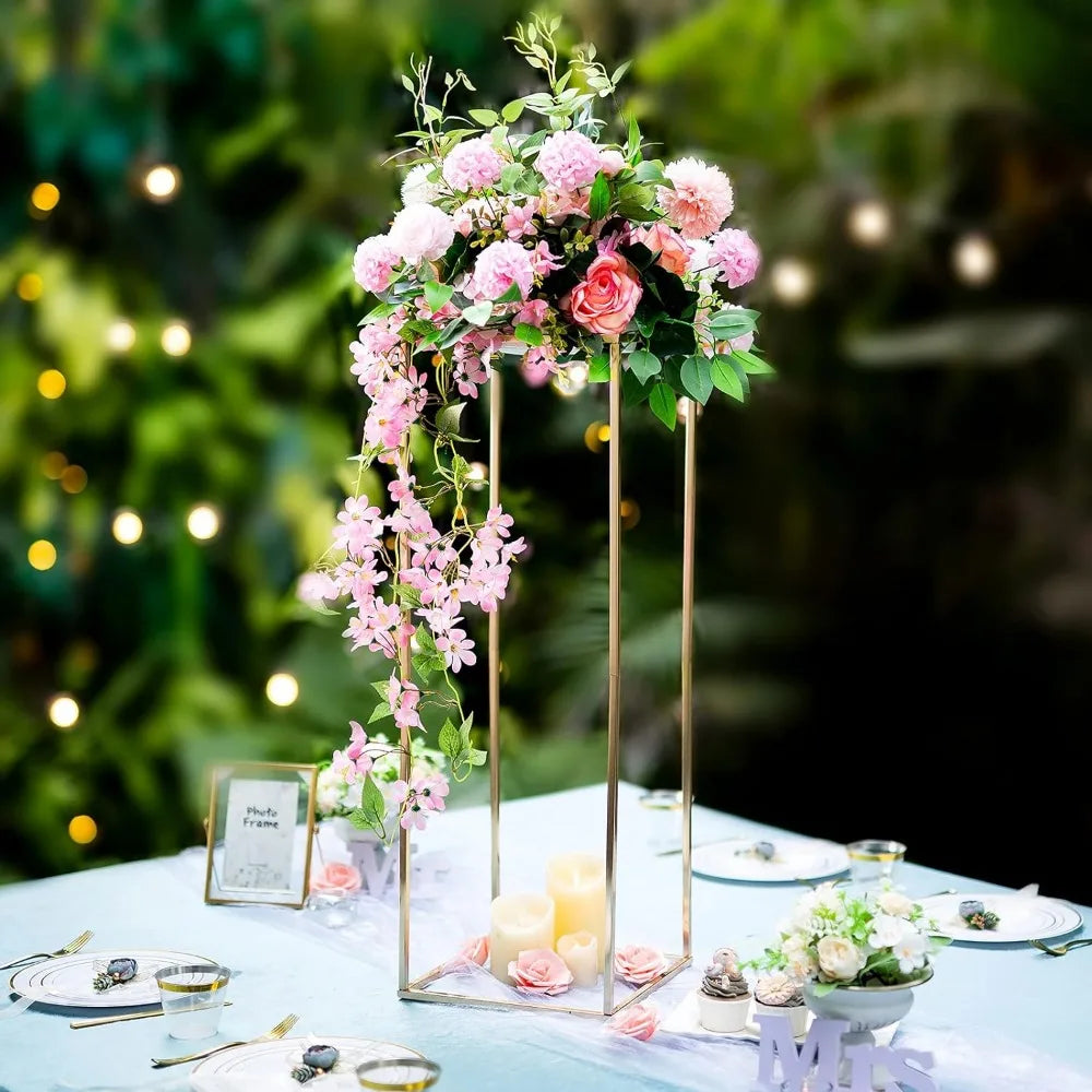 10 Pcs Gold Vase, Stand Road Lead  Centerpiece Vase for Tables, 31½ Inch Tall