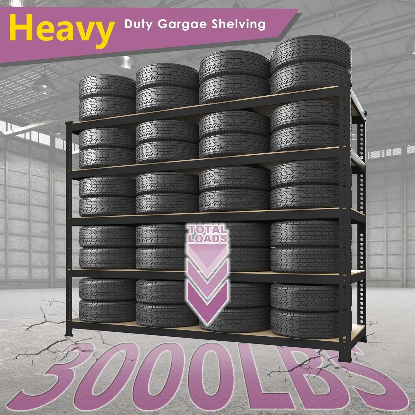 Heavy Duty Storage Shelves 48" W X 24" D X 72" H - 5-Tier Adjustable Metal Garage Shelving Stand