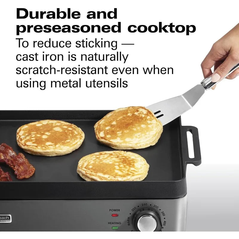 Professional Cast Iron Indoor Electric Grill & Griddle,
