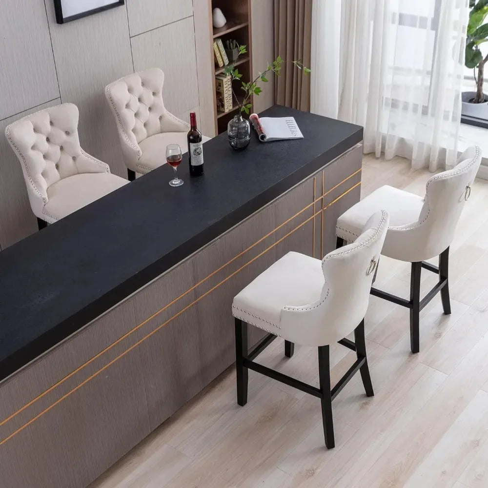 Set of 2, 26 Counter Height Stools with Button Island, Bar Stools