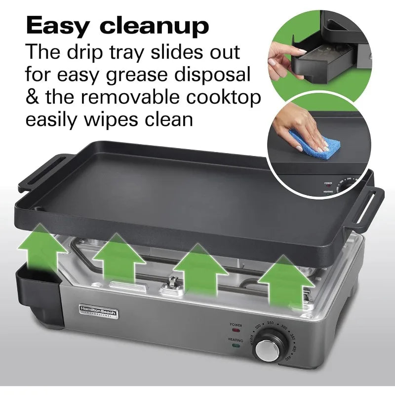 Professional Cast Iron Indoor Electric Grill & Griddle,