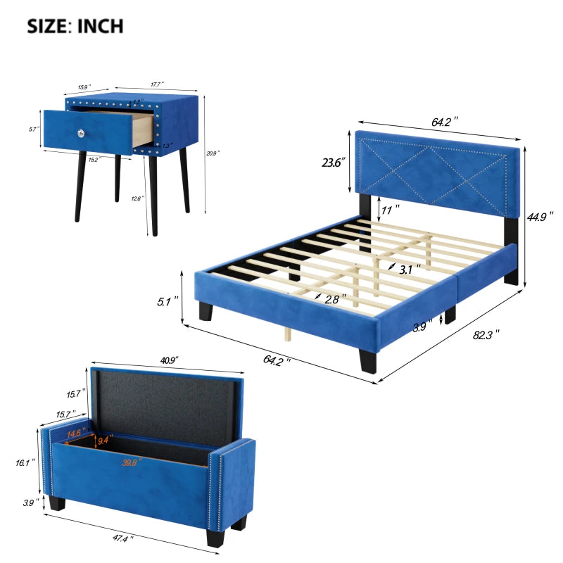 4-Pieces Bedroom Sets Queen Size