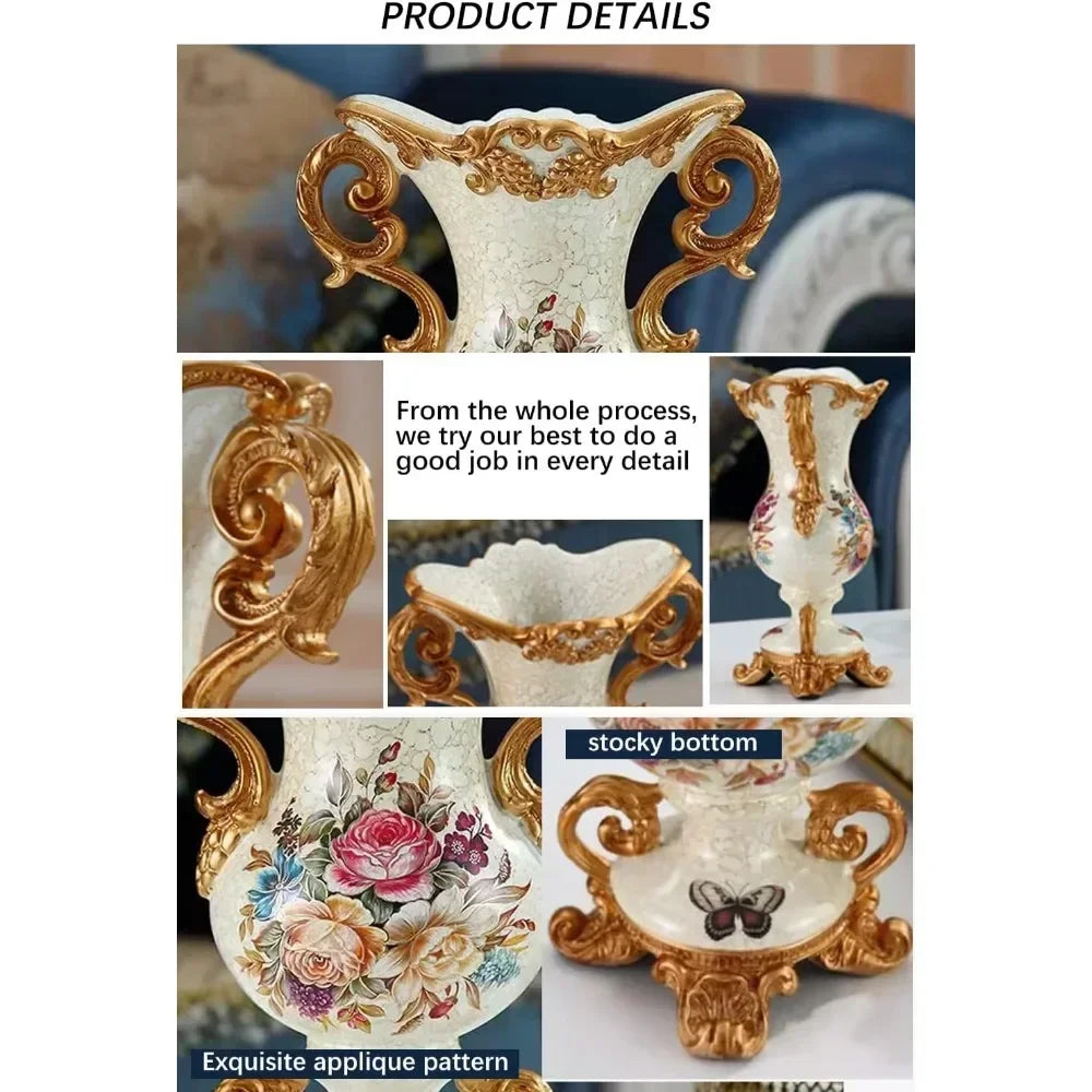 Vase European Style Vintage Resin Large Flower Vases for Centerpiece
