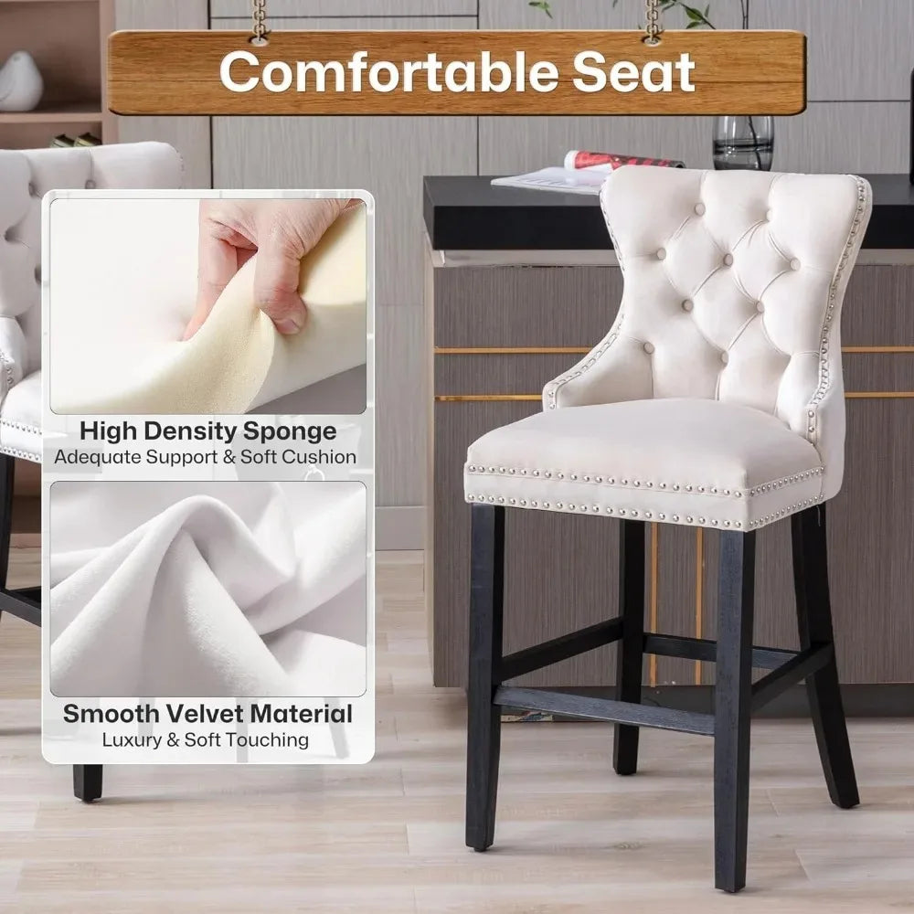 Set of 2, 26 Counter Height Stools with Button Island, Bar Stools