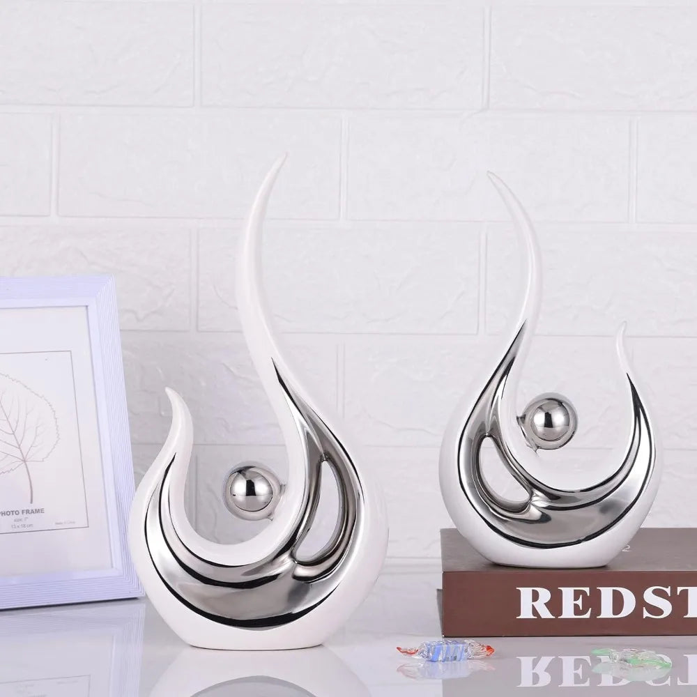 Abstract Art Ceramic Home Decoration,Sculpture and Figurines,Table Decorations, 2Pc