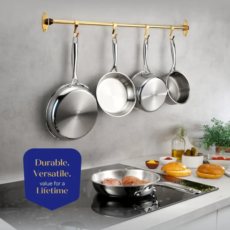 3 Ply Stainless Steel Cookware Set - 10-Piece, Full Clad, Induction, Non-Toxic, Oven Safe, Professional Pots