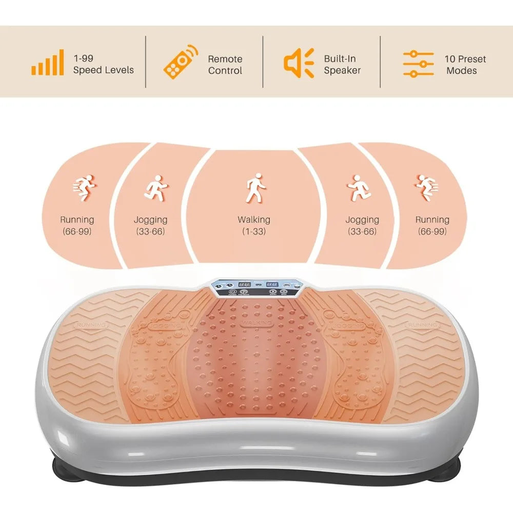 Vibration Plate Exercise Machine 10 Modes, Whole Body Workout Vibration Fitness Bluetooth Speaker