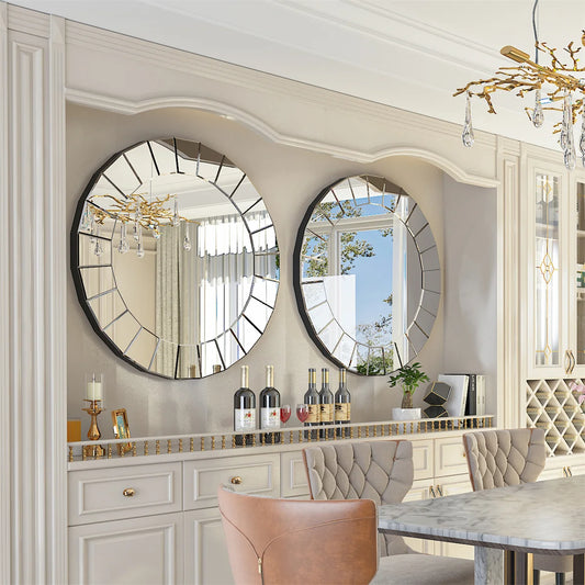 31.5" Cricle Large Round Decorative Mirrors for Wall Decor  for Bedroom, Bathroom, Living Room