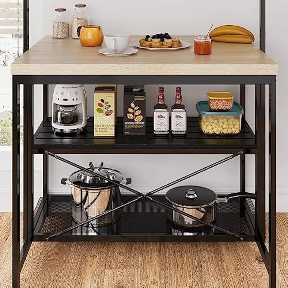 42'' Large Kitchen Island Bakers Rack Microwave Oven Stand Shelf with 3 Tier Storage,