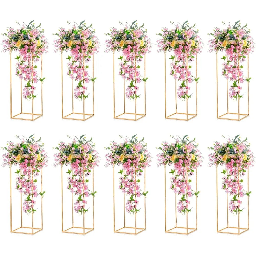 10 Pcs Gold Vase, Stand Road Lead  Centerpiece Vase for Tables, 31½ Inch Tall