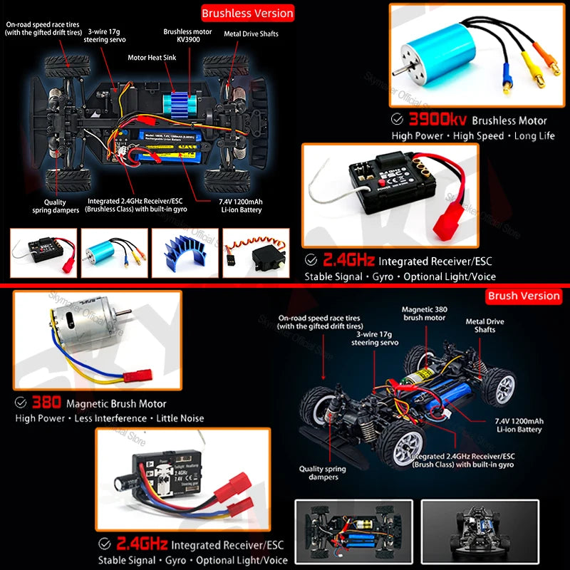 1/16 RC Drift Car High Speed 2.4G Brushless 4WD Remote Control Racing Car toys