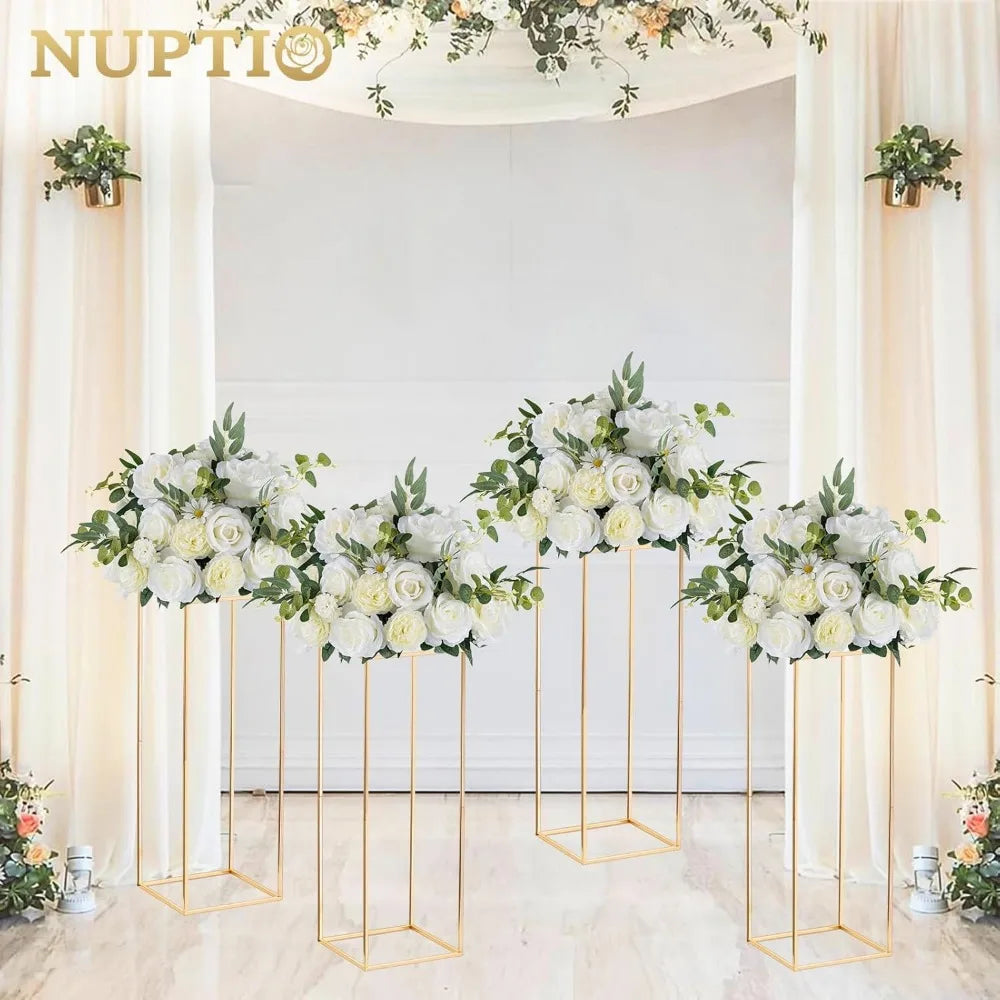 10 Pcs Gold Vase, Stand Road Lead  Centerpiece Vase for Tables, 31½ Inch Tall