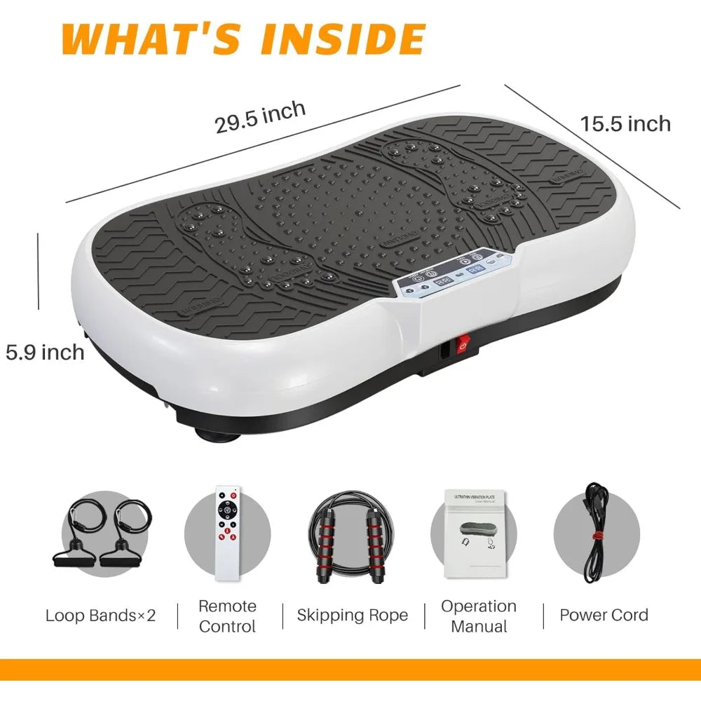 Vibration Plate Exercise Machine 10 Modes, Whole Body Workout Vibration Fitness Bluetooth Speaker