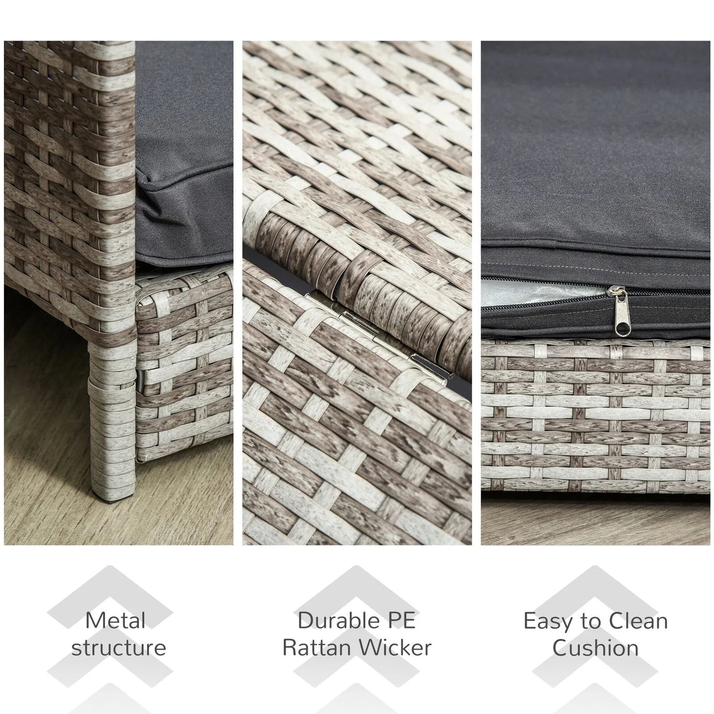 Elevated Wicker Dog House Raised Rattan Pet Bed Cabana w/ Cushion Canopy Grey