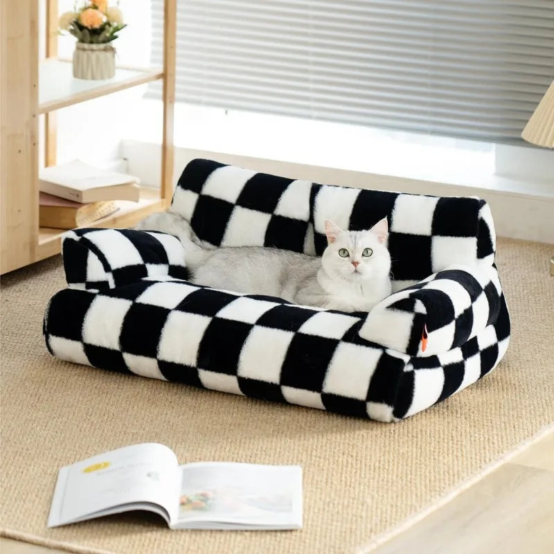 Pet Couch Bed, Washable Cat Bed Small Dogs up to 25 lbs, Non-Slip Bottom,