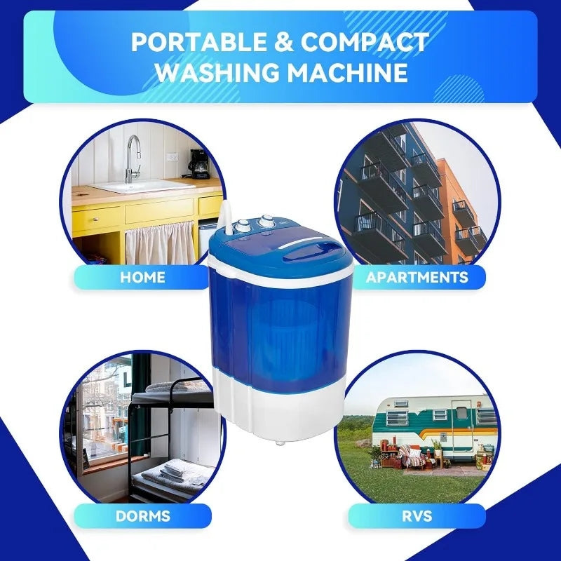 Portable Mini Washing Machine 5.7 lbs Washing Capacity Semi-Automatic Compact Washer Spinner Small Cloth Washer Laundry