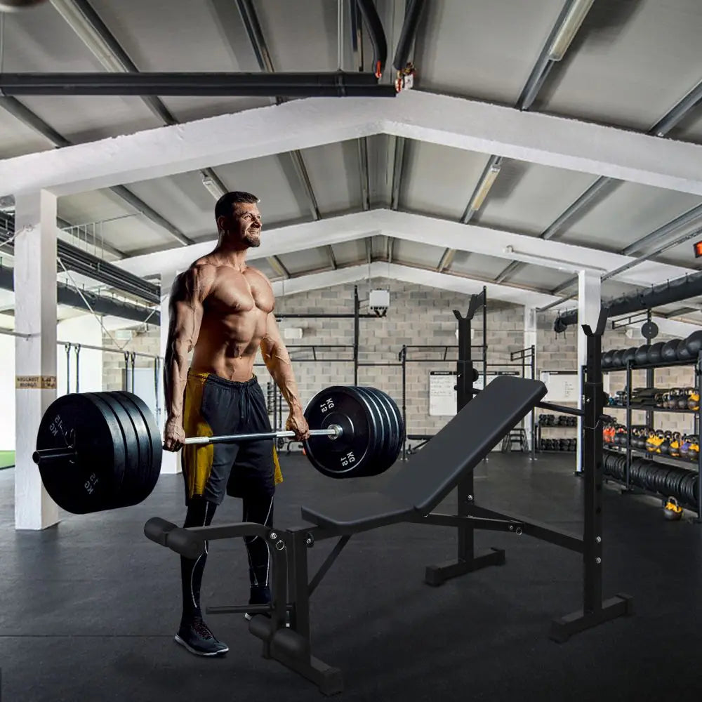 Weight Bench, Bench Press Set with Squat Rack and Bench for Home Gym Full-Body Workout