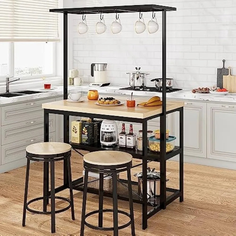 42'' Large Kitchen Island Bakers Rack Microwave Oven Stand Shelf with 3 Tier Storage,