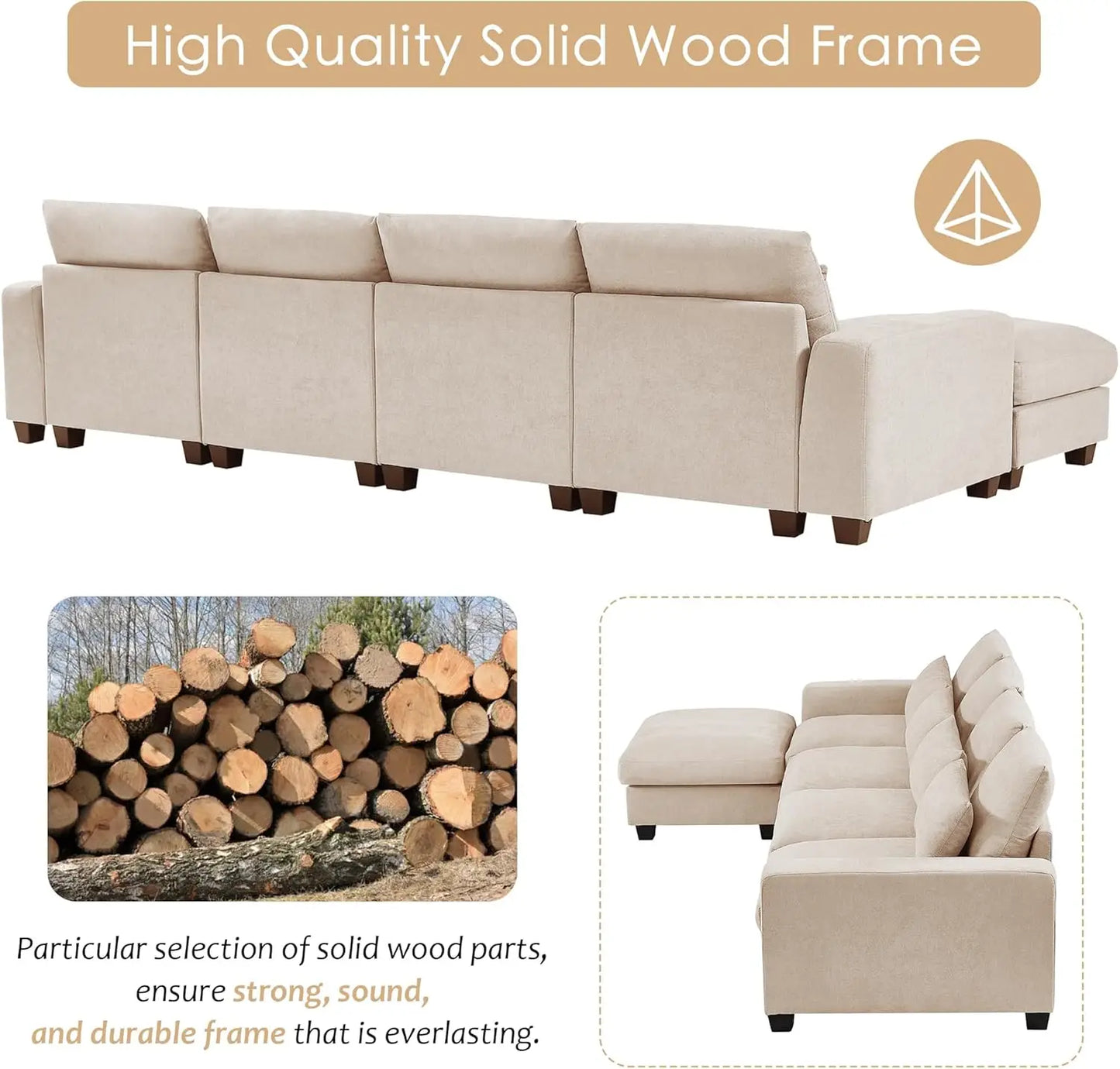 Modern Upholstered Sectional Sofa Set,