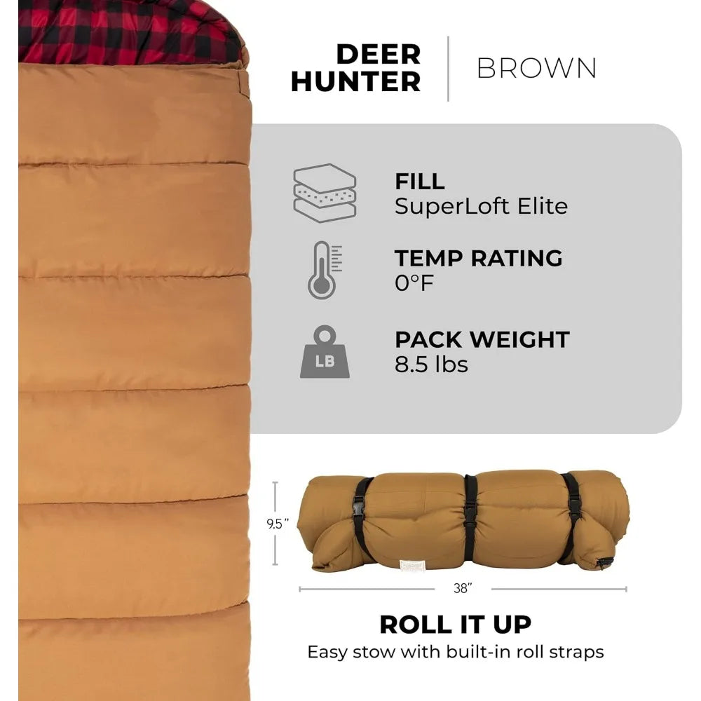 0 Degree Sleeping Bag. Warm and Comfortable Camping Tough Canvas