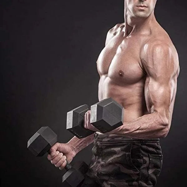 papababe Dumbbell Set Rubber Encased Hex Dumbbell Free Weights Dumbbells Set Home Weight Set with Rack