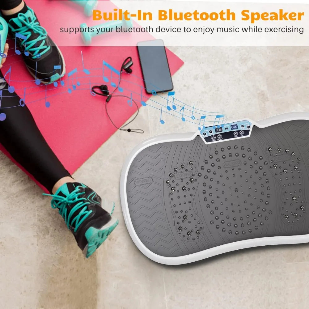Vibration Plate Exercise Machine 10 Modes, Whole Body Workout Vibration Fitness Bluetooth Speaker