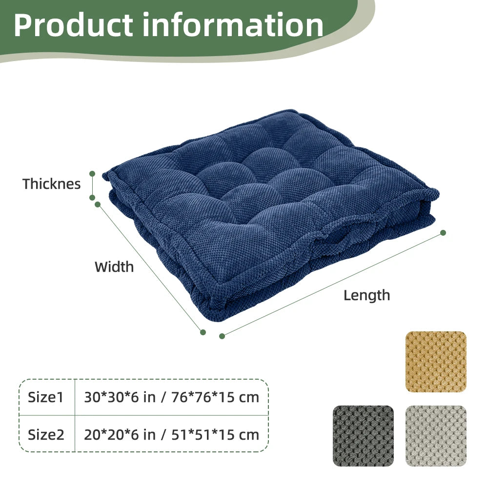 Meditation Floor Pillow, Square Pillows Seating for Adults, Tufted Corduroy Floor Cushion f