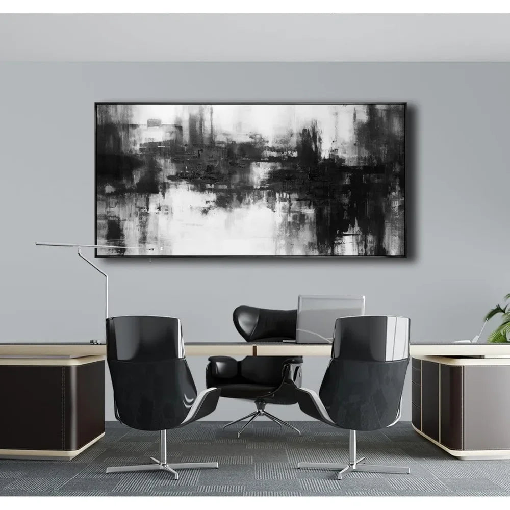 Abstract Wall Art Large Size Framed Home Artwork Decor Black and White