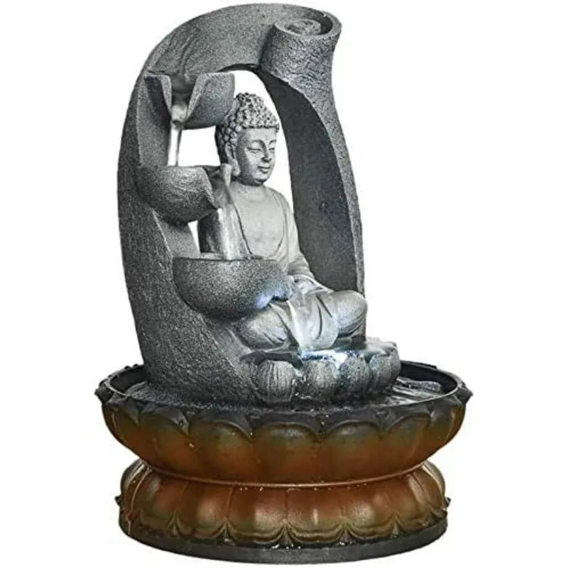 Buddha Tabletop Waterfall Fountain Meditation Relaxing Indoor Decoration, Zen Fountain