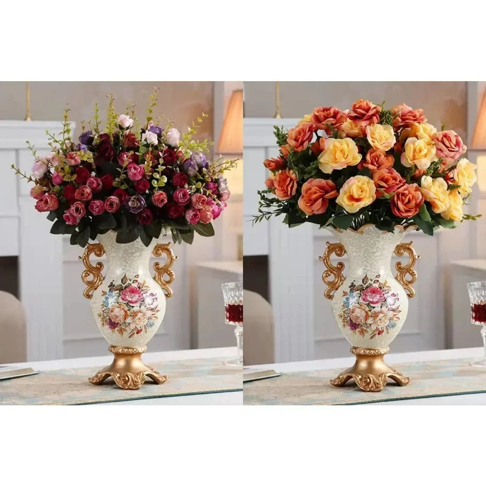 Vase European Style Vintage Resin Large Flower Vases for Centerpiece