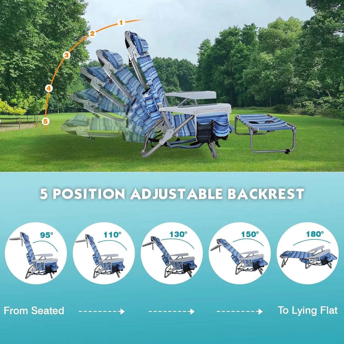 Folding Beach Chairs Set of 2 for Adults Heavy Duty 350Ibs with Camping Table