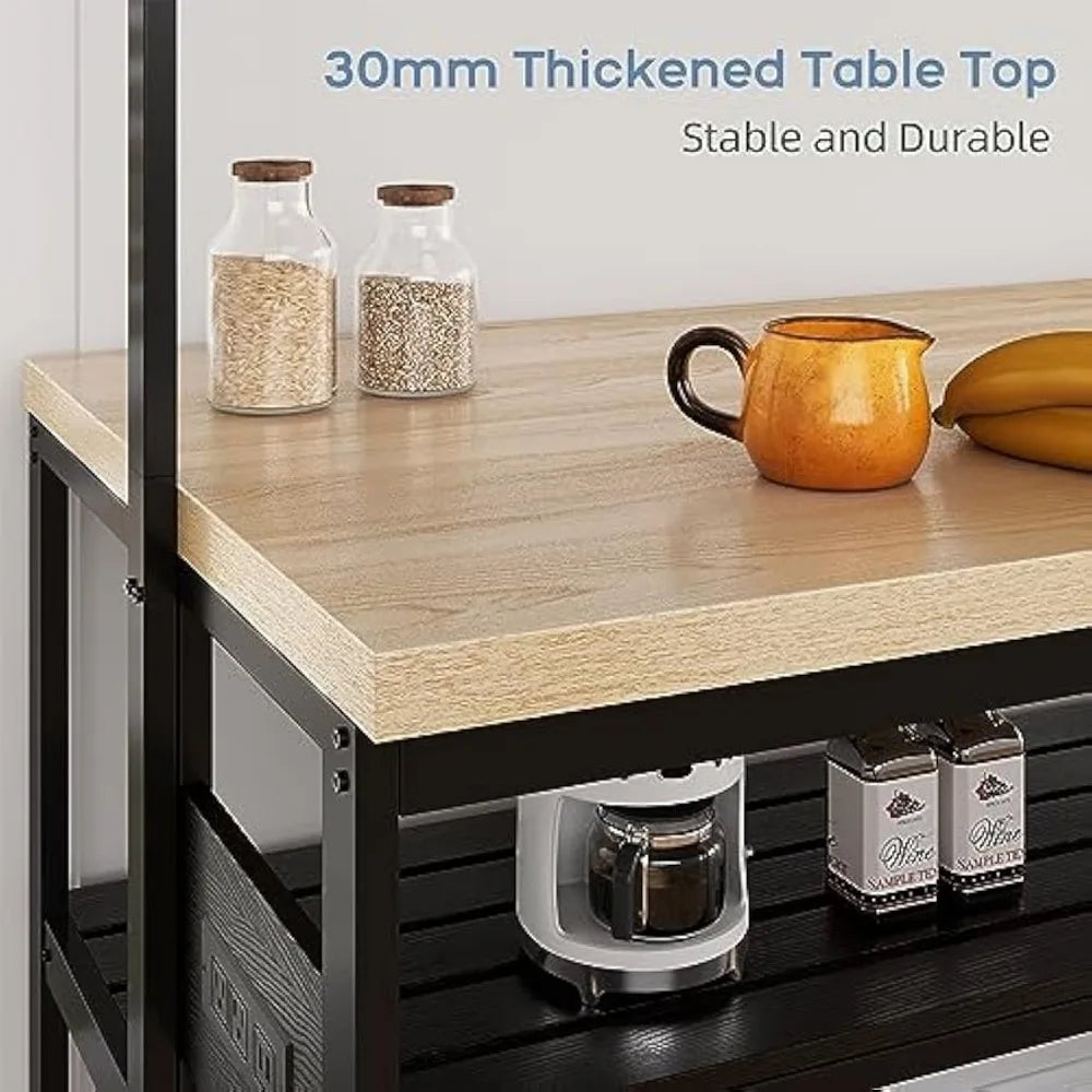 42'' Large Kitchen Island Bakers Rack Microwave Oven Stand Shelf with 3 Tier Storage,