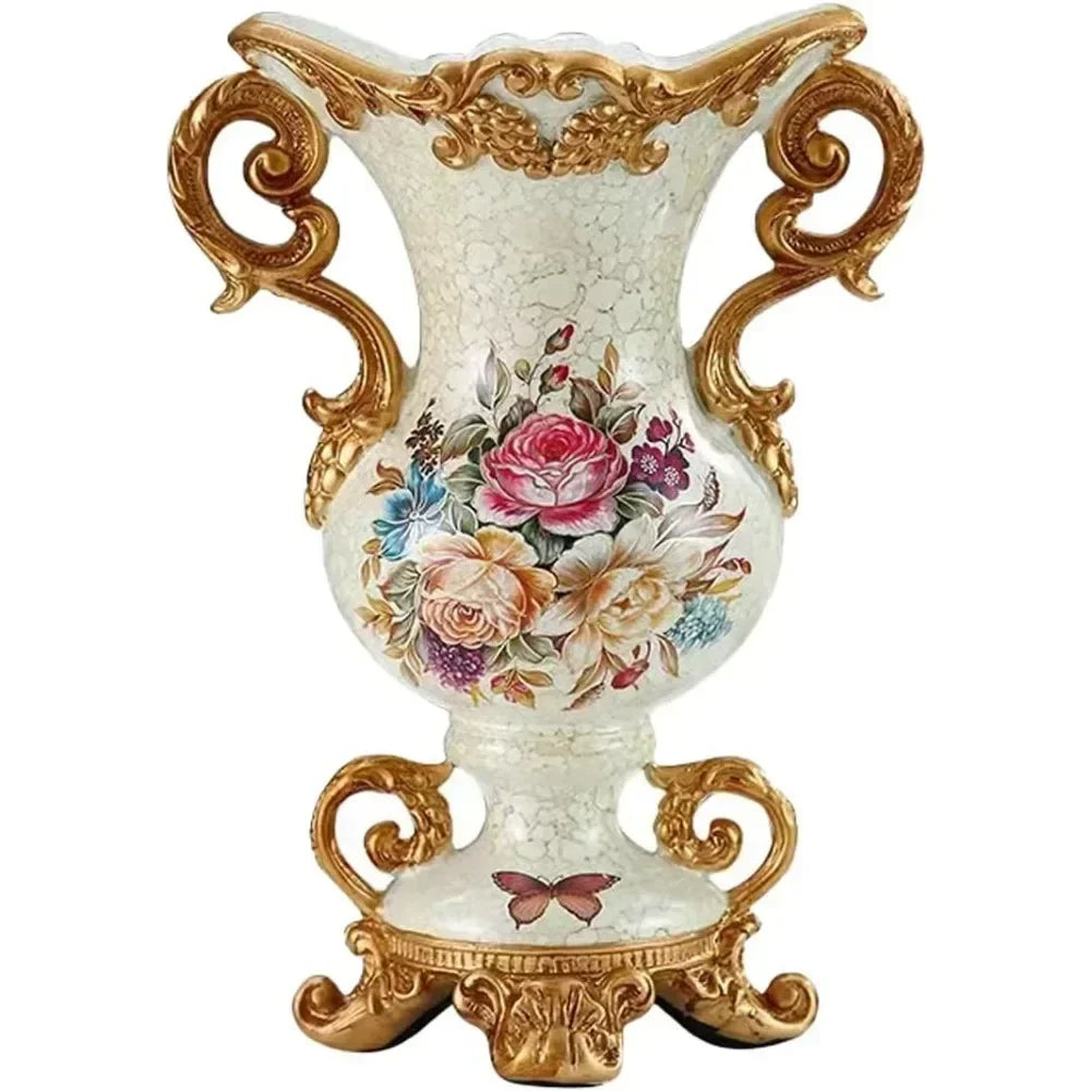 Vase European Style Vintage Resin Large Flower Vases for Centerpiece