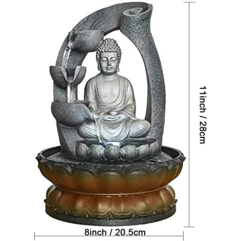 Buddha Tabletop Waterfall Fountain Meditation Relaxing Indoor Decoration, Zen Fountain