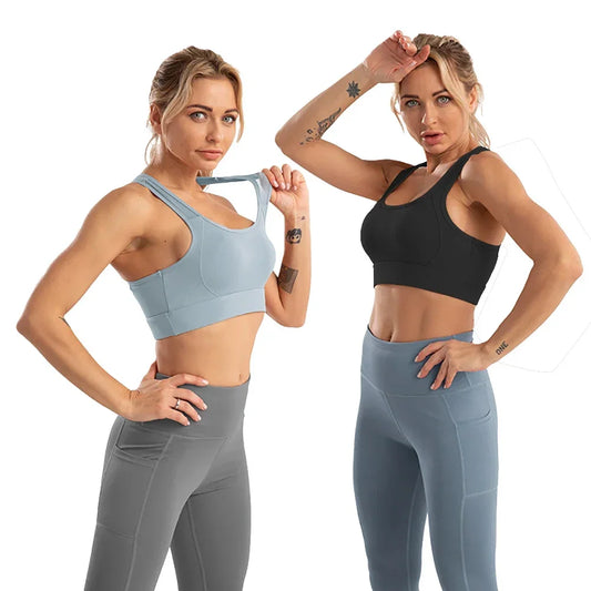 2 Pieces Yoga Suit Sports Running Sportswear Fitness Workout Clothes  High Waist Leggings Crop Top Gym Set Women