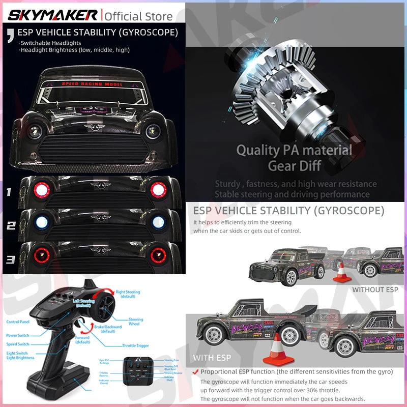 1/16 RC Drift Car High Speed 2.4G Brushless 4WD Remote Control Racing Car toys