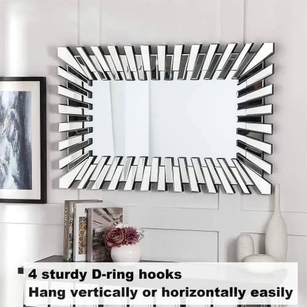 Silver Mirror Large 40" Wall Decor Modern Glass Wall Mirror Decorative